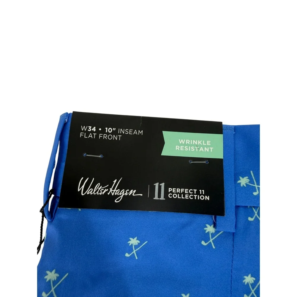 Walter Hagen Perfect 11 Golf Shorts Palm Clubs Print Sea Blue Size 42 New 10